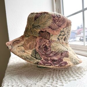 vintage tapestry floral bucket hat 🌹 coquette cottagecore y2k rose jacquard cap